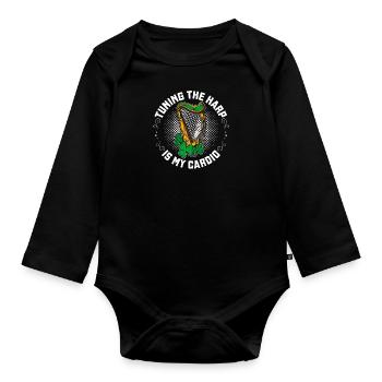 Konzert Musik Musiker Harfe Harfenist Spruch - Baby Bio-Langarm-Body - Schwarz - Vorne