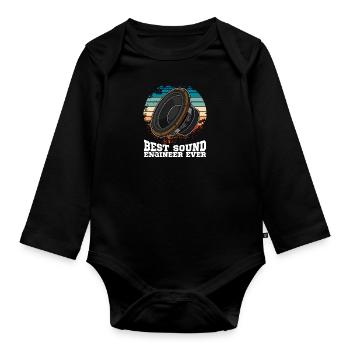 Subwoofer Music Sound Technician Audio Saying - Organic Longsleeve Baby Bodysuit - black - Front