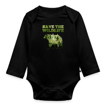Sauver la Terre Protection de l’environnement Conservation des espèces Jour de la Terre - Body Bébé bio manches longues - noir - Devant