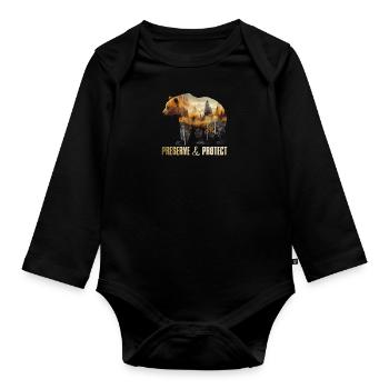 Environmental Protection Earth Day Endangered Species Mission Earth - Organic Longsleeve Baby Bodysuit - black - Front