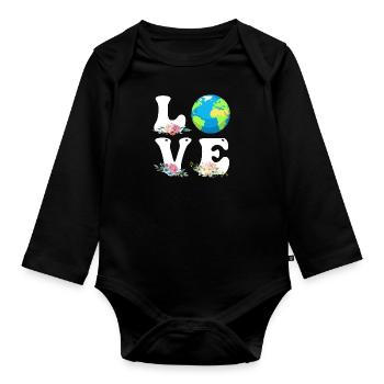 Save the Earth LOVE Mission Erde Umweltschutz - Baby Bio-Langarm-Body - Schwarz - Vorne