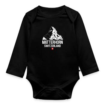 Matterhorn Wanderer Bergfan klettern Hiking - Baby Bio-Langarm-Body - Schwarz - Vorne