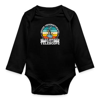 Telescope Physics School Astronomy Stars - Organic Longsleeve Baby Bodysuit - black - Front