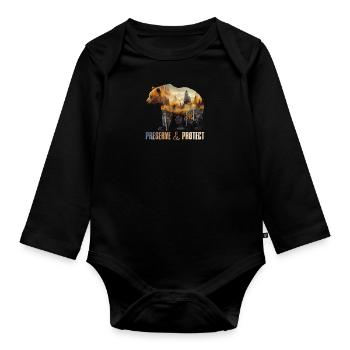 Umweltschutz Earth Day bedrohte Arten Mission Erde - Baby Bio-Langarm-Body - Schwarz - Vorne