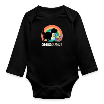 Omasaurus Muttertag Grandma Mama Tag Oma - Baby Bio-Langarm-Body - Schwarz - Vorne