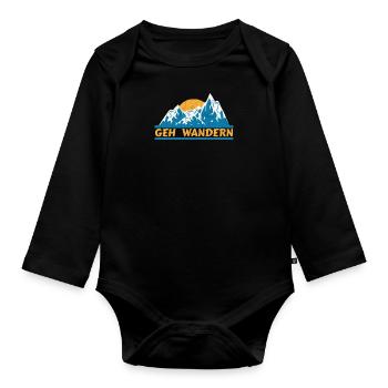 Geh Wandern Wanderer Berge - Baby Bio-Langarm-Body - Schwarz - Vorne