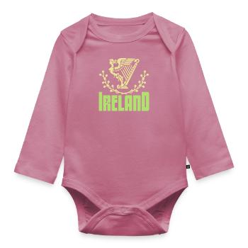 Drapeau vert irlandais Irlande Trèfle irlandais - Body Bébé bio manches longues - mauve - Devant