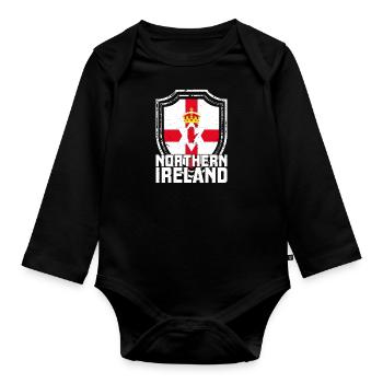 Irlande Voyage Drapeau de vacances Vert trèfle irlandais - Body Bébé bio manches longues - noir - Devant