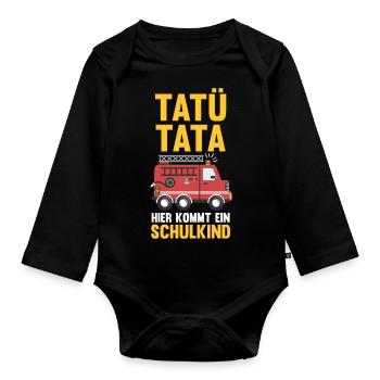 Schulkind Schulbeginn Erste Klasse Feuerwehr Einsc - Baby Bio-Langarm-Body - Schwarz - Vorne