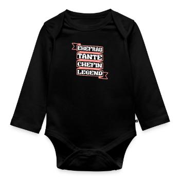 Tante Ehefrau Chefin Legende Auntie Tanten - Baby Bio-Langarm-Body - Schwarz - Vorne