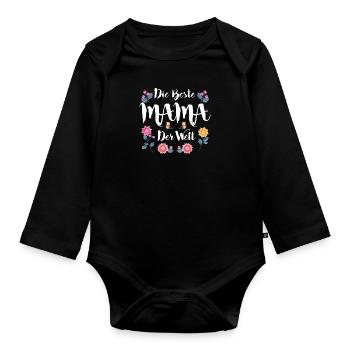 Coole Mama Muttertag weltbeste Mama Mothersday - Baby Bio-Langarm-Body - Schwarz - Vorne