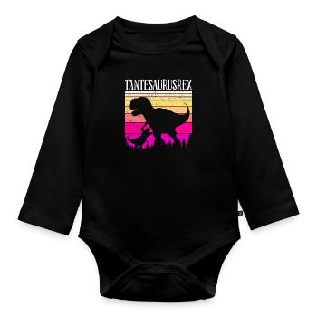 Auntiesaurus Tante Muttertag Dinosaurier Fan - Baby Bio-Langarm-Body - Schwarz - Vorne