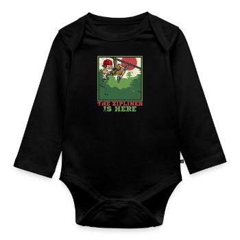 Ziplining Walf Zipliner Rope Slide Sport Saying - Organic Longsleeve Baby Bodysuit - black - Front