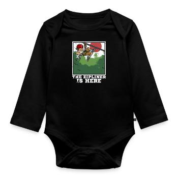 Ziplining Walf Zipliner Rope Slide Sport Saying - Organic Longsleeve Baby Bodysuit - black - Front