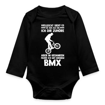 Fahrrad BMX - Baby Bio-Langarm-Body - Schwarz - Vorne