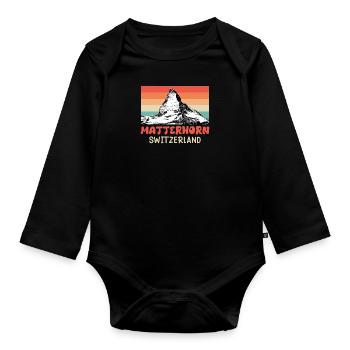 Matterhorn Bergsteiger Summit Wandern klettern - Baby Bio-Langarm-Body - Schwarz - Vorne