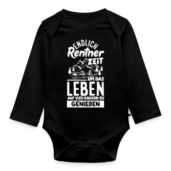 Endlich Rentner Zeit das Leben auf vier Rädern zu - Baby Bio-Langarm-Body - Schwarz - Vorne