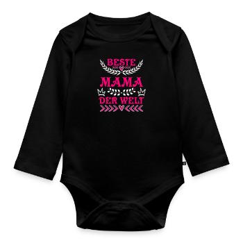 Beste Mama der Welt Muttertag weltbeste Mama - Baby Bio-Langarm-Body - Schwarz - Vorne