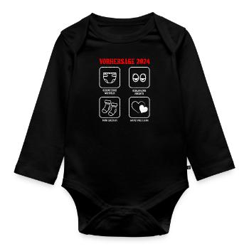 Vorhersage werdende Mama 2024 Baby bald Papa - Baby Bio-Langarm-Body - Schwarz - Vorne