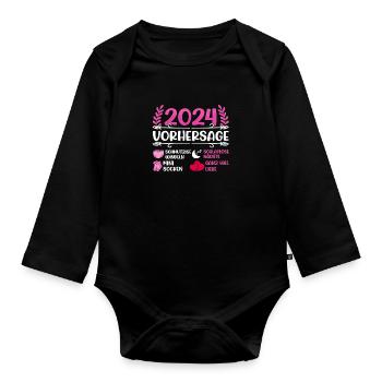 Babyparty Vorhersage 2024 werdende Mama 2024 - Baby Bio-Langarm-Body - Schwarz - Vorne
