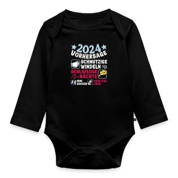 Vorhersage 2024 bald Vater Babyparty 2024 - Baby Bio-Langarm-Body - Schwarz - Vorne