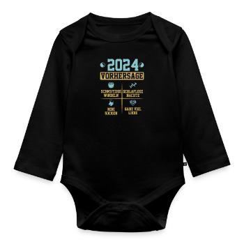 Vorhersage werdende Mama 2024 Baby bald Papa - Baby Bio-Langarm-Body - Schwarz - Vorne