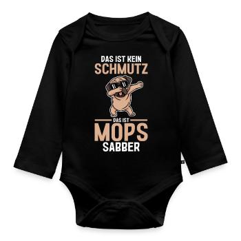 Hund Mops - Baby Bio-Langarm-Body - Schwarz - Vorne