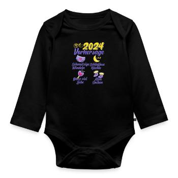 Baby Vorhersage 2024 werdende Mutter 2024 - Baby Bio-Langarm-Body - Schwarz - Vorne