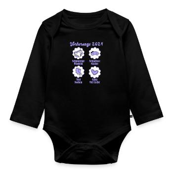 Vohersage 2024 werdende Mama 2024 bald Papa - Baby Bio-Langarm-Body - Schwarz - Vorne