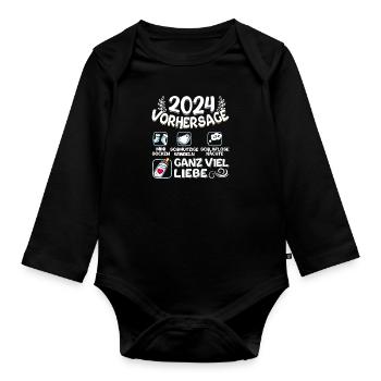 Baby Vorhersage 2024 werdende Mutter 2024 - Baby Bio-Langarm-Body - Schwarz - Vorne