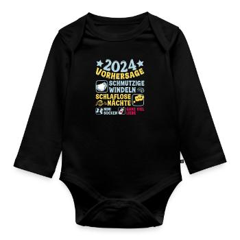 Vorhersage 2024 bald Vater Babyparty 2024 - Baby Bio-Langarm-Body - Schwarz - Vorne