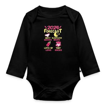 Vorhersage 2024 werdende Mama 2024 bald Papa 2024 - Baby Bio-Langarm-Body - Schwarz - Vorne