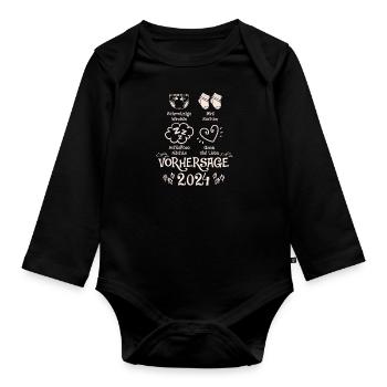 Vorhersage werdende Mama 2024 Baby bald Papa - Baby Bio-Langarm-Body - Schwarz - Vorne