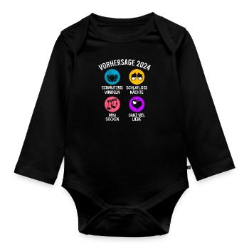 Vorhersage werdende Mama 2024 Baby bald Papa - Baby Bio-Langarm-Body - Schwarz - Vorne