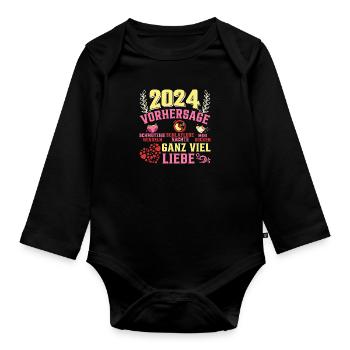 Vorhersage werdende Mama 2024 Baby bald Papa - Baby Bio-Langarm-Body - Schwarz - Vorne