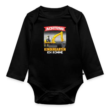 Kindergarten ich komme Kindergartenkinder Kiga - Baby Bio-Langarm-Body - Schwarz - Vorne