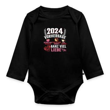 Vorhersage werdende Mama 2024 Baby bald Papa - Baby Bio-Langarm-Body - Schwarz - Vorne