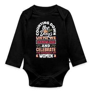 We acknowledge and celebrate the diversity of - Organic Longsleeve Baby Bodysuit - black - Front