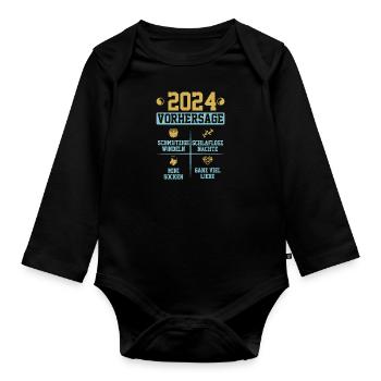 Vorhersage werdende Mama 2024 Baby bald Papa - Baby Bio-Langarm-Body - Schwarz - Vorne