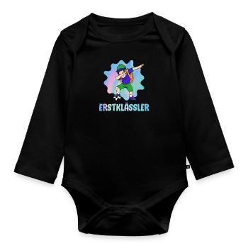 Erstklässler Schulkind Einschulung 1. Klasse - Baby Bio-Langarm-Body - Schwarz - Vorne