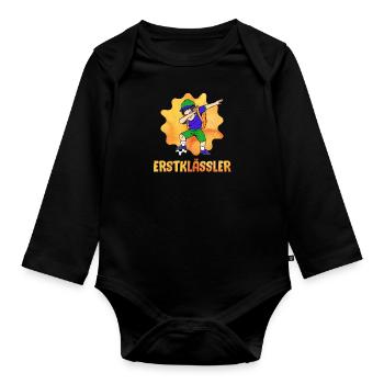 Erstklässler Schulkind Einschulung 1. Klasse - Baby Bio-Langarm-Body - Schwarz - Vorne