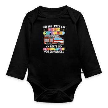 Ich bin jetzt ein Kindergartenkind Einschulung - Baby Bio-Langarm-Body - Schwarz - Vorne