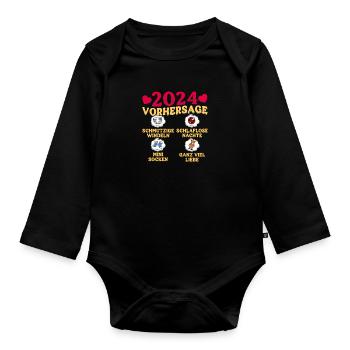 Babyparty Vorhersage 2024 werdende Mama 2024 - Baby Bio-Langarm-Body - Schwarz - Vorne