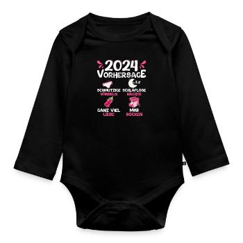 Vorhersage werdende Mama 2024 Baby bald Papa - Baby Bio-Langarm-Body - Schwarz - Vorne