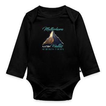 Matterhorn Wanderer Bergfan klettern Hiking - Baby Bio-Langarm-Body - Schwarz - Vorne