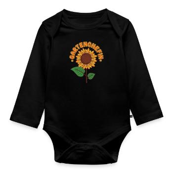 Garten Chefin Sonnenblumen Gartenfreundin - Baby Bio-Langarm-Body - Schwarz - Vorne