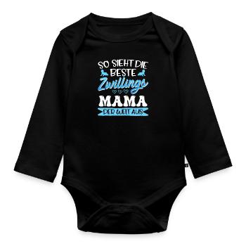 Zwilllinge So sieht die beste Zwillingsmama aus - Baby Bio-Langarm-Body - Schwarz - Vorne