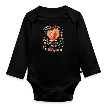 Werdende Mama 2024 9 Monate im Bauch Mütter - Baby Bio-Langarm-Body - Schwarz - Vorne