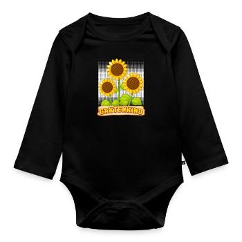 Garten Kind Sonnenblumen Kinder Gartenliebhaber - Baby Bio-Langarm-Body - Schwarz - Vorne
