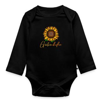 Garten Chefin Sonnenblumen Gartenfreundin - Baby Bio-Langarm-Body - Schwarz - Vorne